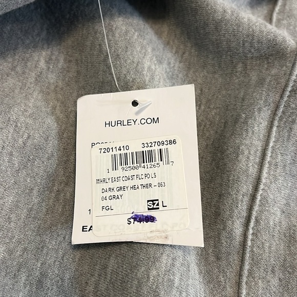 Hurley Grey Hooded Sweater Size Large - Picture 6 of 6